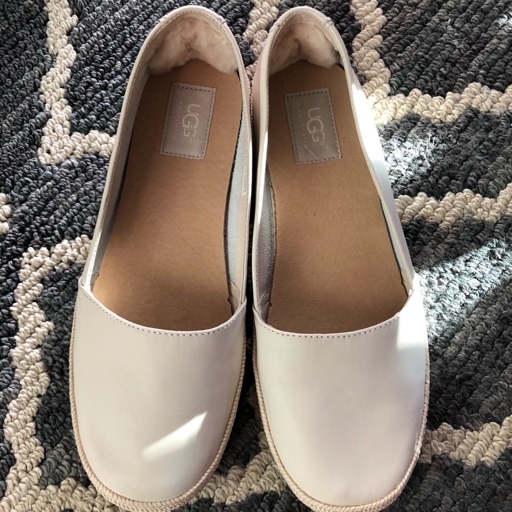 Ivory soft leather Ugg flats